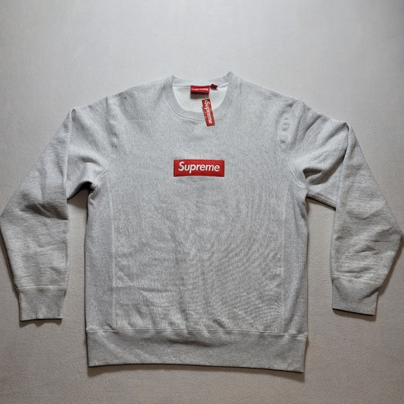 Supreme Box Logo Crewneck Sweater Ash Grey Red BOGO